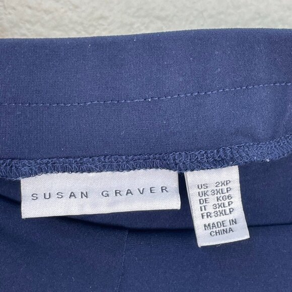 Susan Graver Womens Plus 2XP Navy Wide Leg Pants Pull On Stretch Pockets - Picture 8 of 10